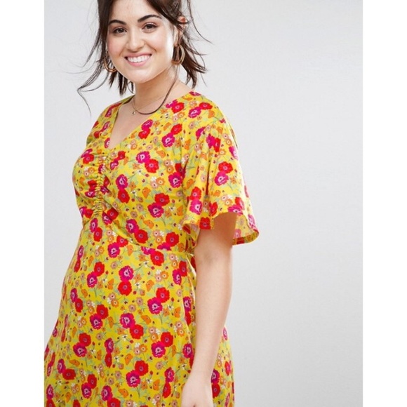 asos curve yellow dress